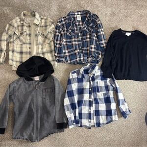Lot of toddler boy long sleeve button up shirts sweaters plaid 4-5/5T/5